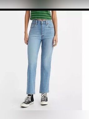 Levis Jeans Women 24 Ribcage Straight Ankle High Button Fly Stretch Denim 24x27